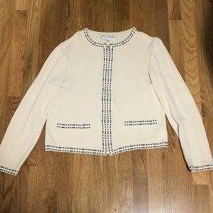 St. John White and Black Knit Sweater